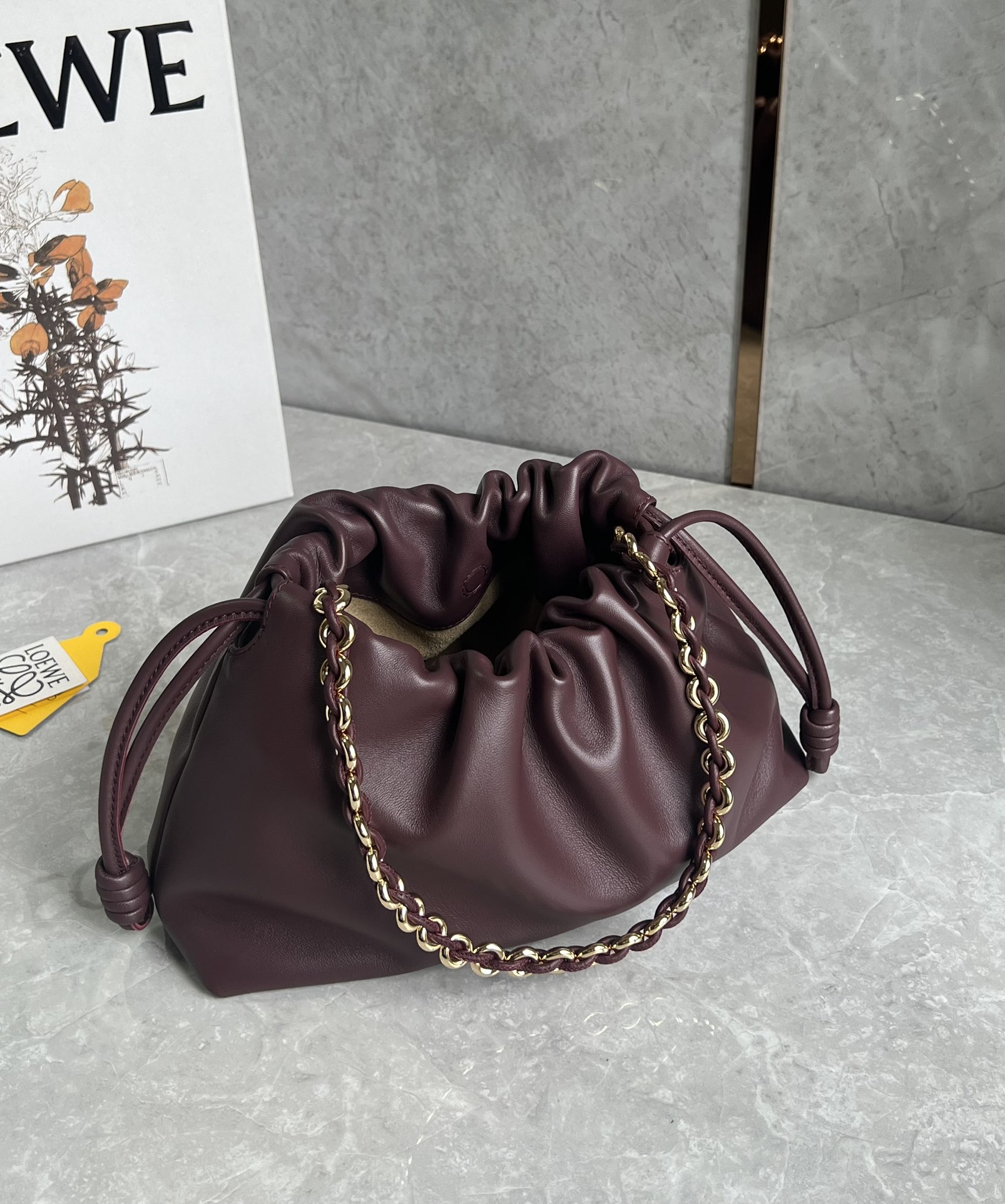 Loewe Medium Flamenco Purse in Mellow Nappa Lambskin Dark Burgundy